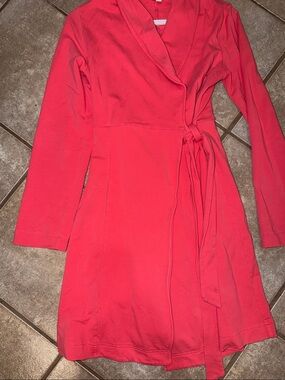 Jacob Coral Wrap Robe dress with Shawl Collar